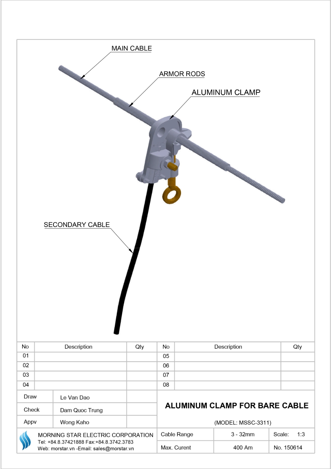 aluminum clamp for bare cable armor rods