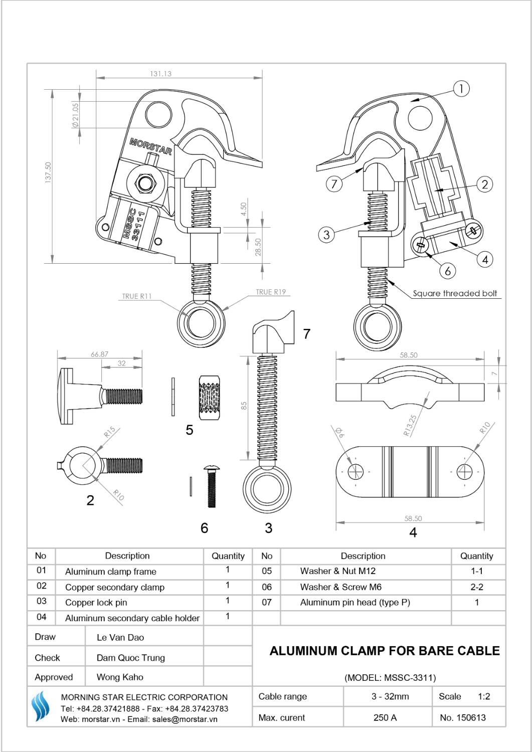 aluminum clamp for bare cable