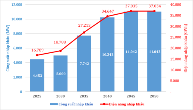 Total Capacity and Electricity Import Demand under Power Development Plan VIII